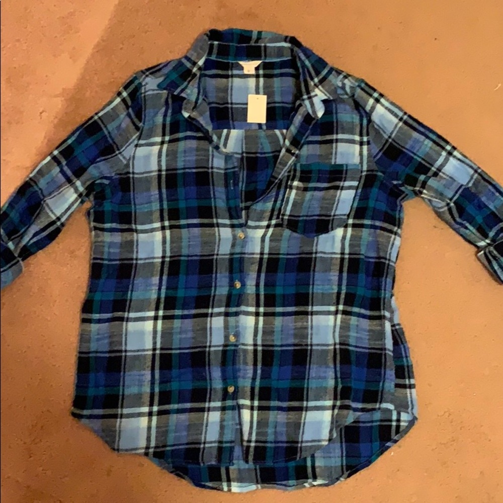 Blue Plaid Button Up